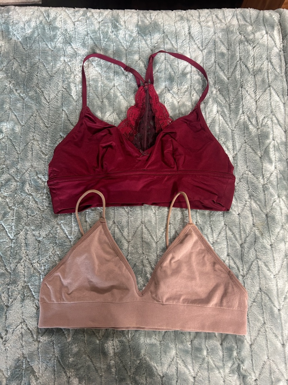Aerie Two-Pack Bralette Set - Burgundy & Blush